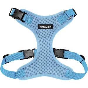image:imageVoyager Stepin Pet Harness  All Weather Mesh Adjustable Step in Harness for Cats and Dogs by Best Pet Supplies  ArmyBlack Trim MHarness Baby Blue