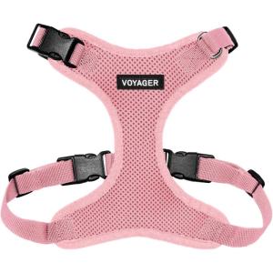 image:imageVoyager Stepin Pet Harness  All Weather Mesh Adjustable Step in Harness for Cats and Dogs by Best Pet Supplies  ArmyBlack Trim MHarness Pink