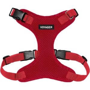 image:imageVoyager Stepin Pet Harness  All Weather Mesh Adjustable Step in Harness for Cats and Dogs by Best Pet Supplies  ArmyBlack Trim MHarness Red