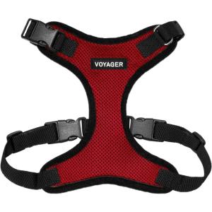 image:imageVoyager Stepin Pet Harness  All Weather Mesh Adjustable Step in Harness for Cats and Dogs by Best Pet Supplies  ArmyBlack Trim MHarness RedBlack Trim