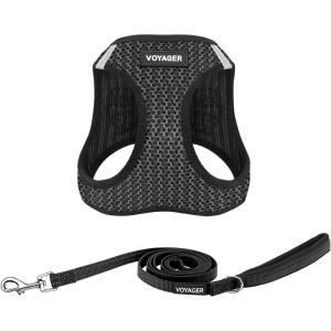 image:imageBest Pet Supplies Voyager Stepin Air All Weather Mesh Harness and Reflective Dog 5 ft Leash Combo with Neoprene Handle for Small Medium and Large Breed Puppies  Set Black SHarness Leash Bundle Gray 2ToneTone