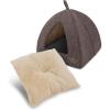 image:imageBest Pet Supplies Cat Bed for Indoor Cat Domed Tent House with Removable Pillow Covered Cat Cave for Small Dog Puppies and All Breeds of Cats  Gray Linen 16 x 16 x H14Brown Linen