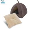 image:imageBest Pet Supplies Cat Bed for Indoor Cat Domed Tent House with Removable Pillow Covered Cat Cave for Small Dog Puppies and All Breeds of Cats  Gray Linen 16 x 16 x H14Brown Linen