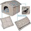 image:imageBest Pet Supplies Cat Bed for Indoor Cat Domed Tent House with Removable Pillow Covered Cat Cave for Small Dog Puppies and All Breeds of Cats  Gray Linen 16 x 16 x H14Light Brown w Bones