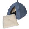 image:imageBest Pet Supplies Cat Bed for Indoor Cat Domed Tent House with Removable Pillow Covered Cat Cave for Small Dog Puppies and All Breeds of Cats  Gray Linen 16 x 16 x H14Navy