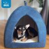 image:imageBest Pet Supplies Cat Bed for Indoor Cat Domed Tent House with Removable Pillow Covered Cat Cave for Small Dog Puppies and All Breeds of Cats  Gray Linen 16 x 16 x H14Navy