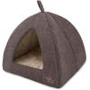 image:imageBest Pet Supplies Cat Bed for Indoor Cat Domed Tent House with Removable Pillow Covered Cat Cave for Small Dog Puppies and All Breeds of Cats  Gray Linen 16 x 16 x H14Brown Linen
