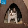 image:imageBest Pet Supplies Cat Bed for Indoor Cat Domed Tent House with Removable Pillow Covered Cat Cave for Small Dog Puppies and All Breeds of Cats  Gray Linen 16 x 16 x H14Brown Linen