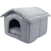 image:imageBest Pet Supplies Cat Bed for Indoor Cat Domed Tent House with Removable Pillow Covered Cat Cave for Small Dog Puppies and All Breeds of Cats  Gray Linen 16 x 16 x H14Silver w Bones