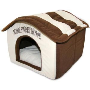 image:imageBest Pet Supplies Cat Bed for Indoor Cat Domed Tent House with Removable Pillow Covered Cat Cave for Small Dog Puppies and All Breeds of Cats  Gray Linen 16 x 16 x H14Beige w Brown Stripes