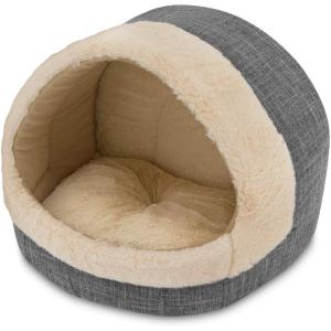 image:imageBest Pet Supplies Cat Bed for Indoor Cat Domed Tent House with Removable Pillow Covered Cat Cave for Small Dog Puppies and All Breeds of Cats  Gray Linen 16 x 16 x H14Cat Cave Gray