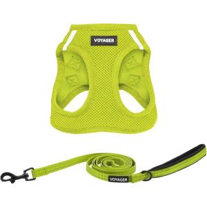 image:imageBest Pet Supplies Voyager Stepin Air All Weather Mesh Harness and Reflective Dog 5ft Leash Combo with Neoprene Handle for Small Medium and Large Breed Puppies  Set Moss Green MediumHarness Leash Set Lime Green