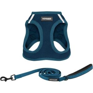 image:imageBest Pet Supplies Voyager Stepin Air All Weather Mesh Harness and Reflective Dog 5ft Leash Combo with Neoprene Handle for Small Medium and Large Breed Puppies  Set Moss Green MediumHarness Leash Set Blue