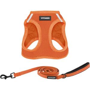 image:imageBest Pet Supplies Voyager Stepin Air All Weather Mesh Harness and Reflective Dog 5ft Leash Combo with Neoprene Handle for Small Medium and Large Breed Puppies  Set Moss Green MediumHarness Leash Set Orange