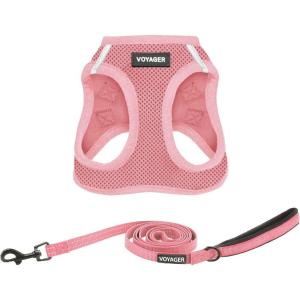 image:imageBest Pet Supplies Voyager Stepin Air All Weather Mesh Harness and Reflective Dog 5ft Leash Combo with Neoprene Handle for Small Medium and Large Breed Puppies  Set Moss Green MediumHarness Leash Set Pink