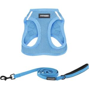 image:imageBest Pet Supplies Voyager Stepin Air All Weather Mesh Harness and Reflective Dog 5ft Leash Combo with Neoprene Handle for Small Medium and Large Breed Puppies  Set Moss Green MediumHarness Leash Set Baby Blue