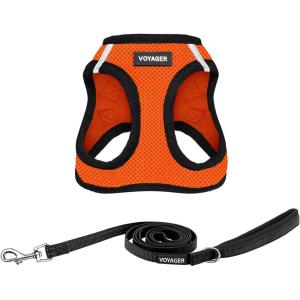 image:imageBest Pet Supplies Voyager Stepin Air All Weather Mesh Harness and Reflective Dog 5ft Leash Combo with Neoprene Handle for Small Medium and Large Breed Puppies  Set Moss Green MediumHarness Leash Bundle OrangeBlack Trim