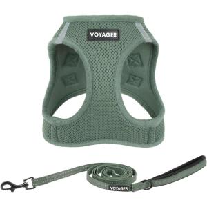 image:imageBest Pet Supplies Voyager Stepin Air All Weather Mesh Harness and Reflective Dog 5ft Leash Combo with Neoprene Handle for Small Medium and Large Breed Puppies  Set Moss Green MediumHarness Leash Set Moss Green