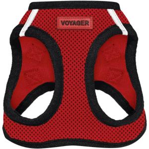 image:imageBest Pet Supplies Voyager Stepin Air Harness  All Weather Mesh Reflective No Pull Harness for Dogs Cats  Secure with Hook amp Loop Fastener Buckle Double DRings  Khaki SHarness RedBlack Trim