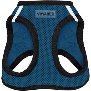 image:imageBest Pet Supplies Voyager Stepin Air Harness  All Weather Mesh Reflective No Pull Harness for Dogs Cats  Secure with Hook amp Loop Fastener Buckle Double DRings  Khaki SHarness BlueBlack Trim