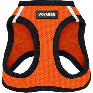 image:imageBest Pet Supplies Voyager Stepin Air Harness  All Weather Mesh Reflective No Pull Harness for Dogs Cats  Secure with Hook amp Loop Fastener Buckle Double DRings  Khaki SHarness OrangeBlack Trim