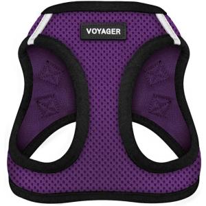 image:imageBest Pet Supplies Voyager Stepin Air Harness  All Weather Mesh Reflective No Pull Harness for Dogs Cats  Secure with Hook amp Loop Fastener Buckle Double DRings  Khaki SHarness PurpleBlack Trim
