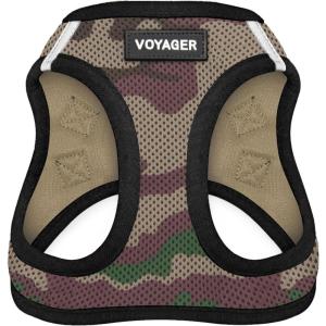 image:imageBest Pet Supplies Voyager Stepin Air Harness  All Weather Mesh Reflective No Pull Harness for Dogs Cats  Secure with Hook amp Loop Fastener Buckle Double DRings  Khaki SHarness ArmyBlack Trim