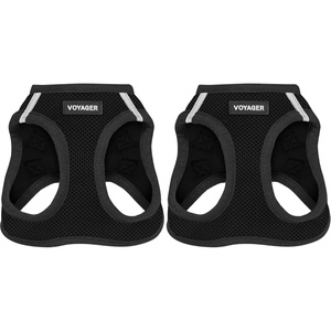 image:imageBest Pet Supplies  All Weather MeshPlush Reflective No Pull Harness for Small Medium Dogs Cats  Secure with Hook amp Loop Fastener Buckle Double DRings  PinkBlack Trim MArns borde negronegro
