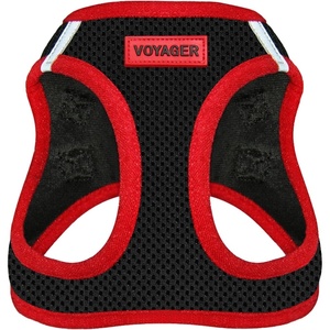 image:imageBest Pet Supplies  All Weather MeshPlush Reflective No Pull Harness for Small Medium Dogs Cats  Secure with Hook amp Loop Fastener Buckle Double DRings  PinkBlack Trim MHarness BlackRed Trim