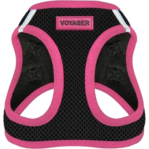 image:imageBest Pet Supplies  All Weather MeshPlush Reflective No Pull Harness for Small Medium Dogs Cats  Secure with Hook amp Loop Fastener Buckle Double DRings  PinkBlack Trim MHarness BlackPink Trim