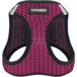 image:imageBest Pet Supplies  All Weather MeshPlush Reflective No Pull Harness for Small Medium Dogs Cats  Secure with Hook amp Loop Fastener Buckle Double DRings  PinkBlack Trim MHarness Fuchsia 2Tone
