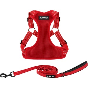 image:imageBest Pet Supplies Voyager Adjustable Stepin Flex Breathable Mesh Dog Harness for Small Medium Large Dogs Leash Set Moss Green MHarness Leash Set Red